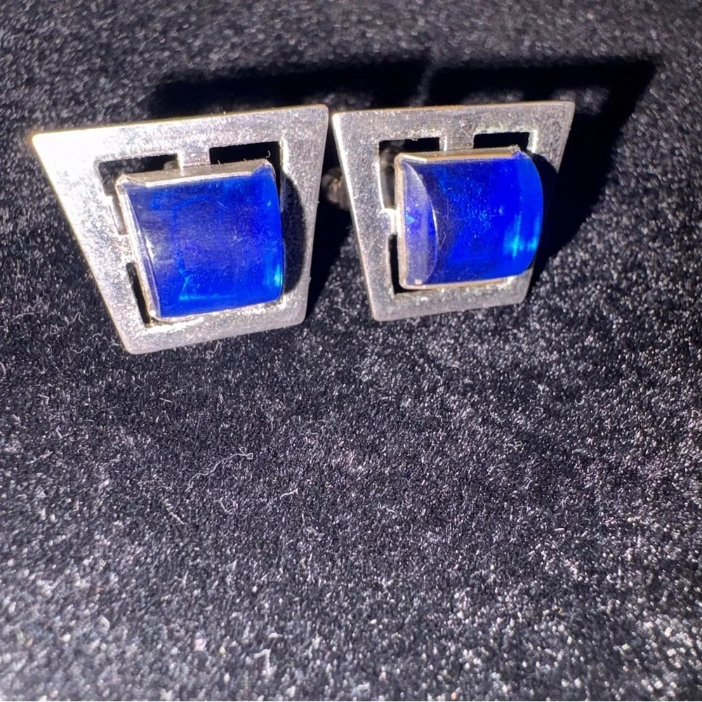 Silver and Blue Cufflinks